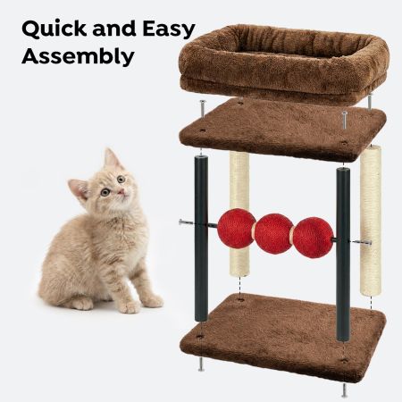Veehoo Small Cat Tree & Scratching Post for Kittens Brown Sales image5