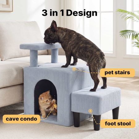 Veehoo Dog & Cat Stairs with Cave Condo Gray Sales image2 Veehoo Dog & Cat Stairs with Cave Condo Gray Sales image2