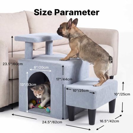 Veehoo Dog & Cat Stairs with Cave Condo Gray Sales image6 Veehoo Dog & Cat Stairs with Cave Condo Gray Sales image6