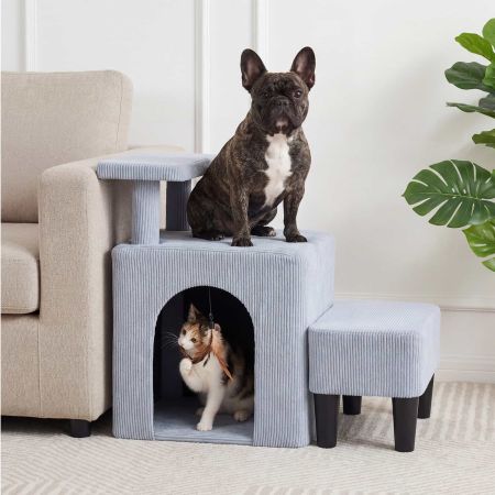 Veehoo Dog & Cat Stairs with Cave Condo Gray Sales image9 Veehoo Dog & Cat Stairs with Cave Condo Gray Sales image9