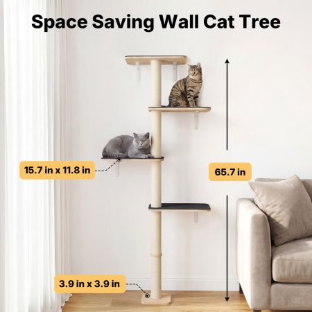 Veehoo Wall Mounted Cat Tree for Large Cats Beige Sales image2 Veehoo Wall Mounted Cat Tree for Large Cats Beige Sales image2