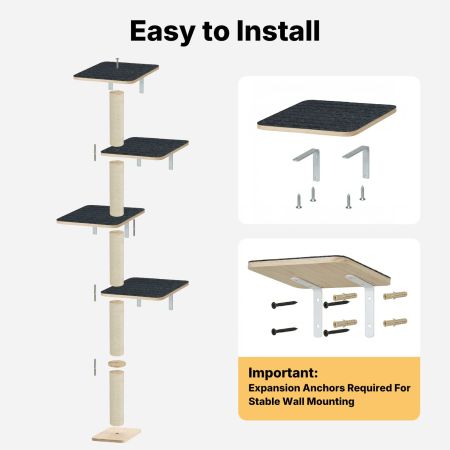 Veehoo Wall Mounted Cat Tree for Large Cats Beige Sales image7 Veehoo Wall Mounted Cat Tree for Large Cats Beige Sales image7