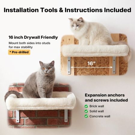 Veehoo 2-Pack Cat Wall Shelves for Large Cats White Sales image5 Veehoo 2-Pack Cat Wall Shelves for Large Cats White Sales image5