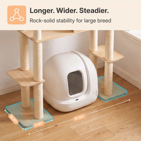 Veehoo Large Wood Cat Tree for Automatic Litter Box Beige Beds & Condos image4