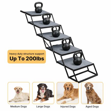 Veehoo Extra Wide Foldable Dog Stairs for Large Dogs Gray Sales image2