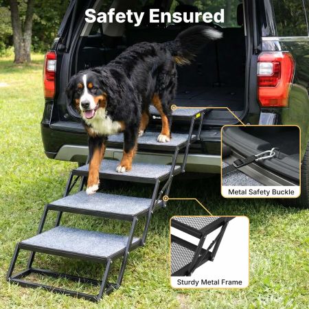 Veehoo Extra Wide Foldable Dog Stairs for Large Dogs Gray Sales image3