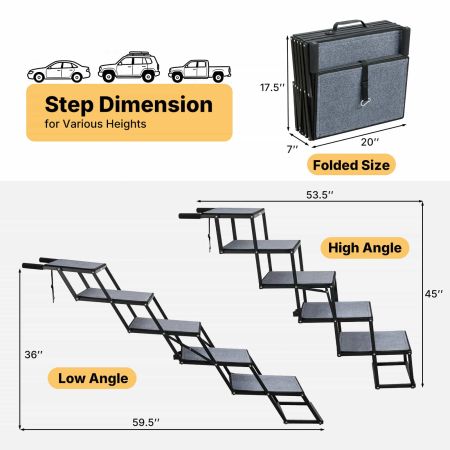 Veehoo Extra Wide Foldable Dog Stairs for Large Dogs Gray Sales image4