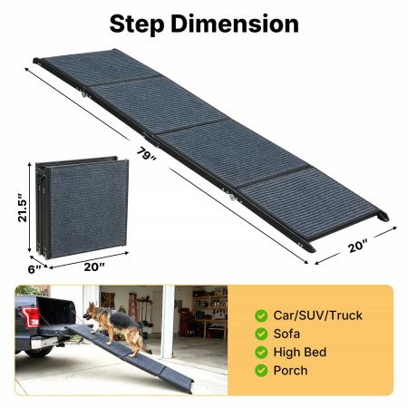 Veehoo Foldable Extra Wide Dog Ramp Black Steps & Ramps image5 Veehoo Foldable Extra Wide Dog Ramp Black Steps & Ramps image5