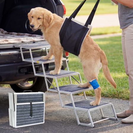 Veehoo Lightweight Folding Dog Steps for Large Dogs Gray Sales image2 Veehoo Lightweight Folding Dog Steps for Large Dogs Gray Sales image2