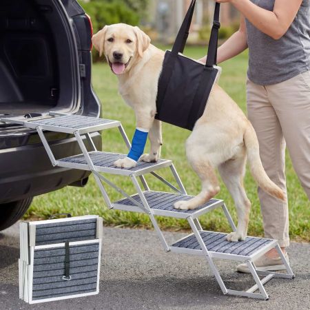 Veehoo Lightweight Folding Dog Steps for Large Dogs Gray Steps & Ramps image1 Veehoo Lightweight Folding Dog Steps for Large Dogs Gray Steps & Ramps image1
