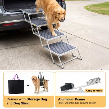 Veehoo Lightweight Folding Dog Steps for Large Dogs Gray Steps & Ramps image2 Veehoo Lightweight Folding Dog Steps for Large Dogs Gray Steps & Ramps image2