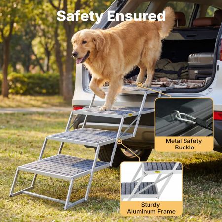 Veehoo Lightweight Folding Dog Steps for Large Dogs Gray Steps & Ramps image4 Veehoo Lightweight Folding Dog Steps for Large Dogs Gray Steps & Ramps image4