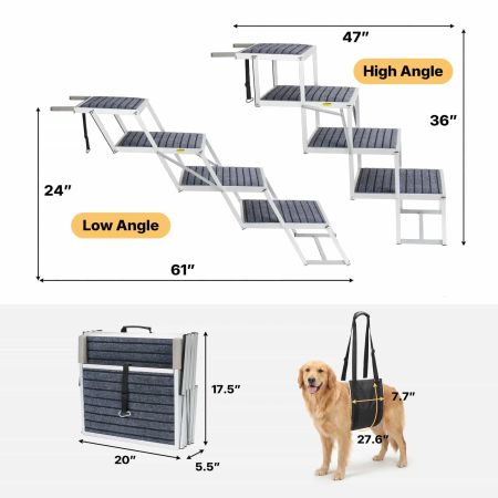 Veehoo Lightweight Folding Dog Steps for Large Dogs Gray Steps & Ramps image5 Veehoo Lightweight Folding Dog Steps for Large Dogs Gray Steps & Ramps image5