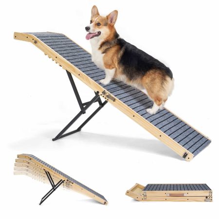 Veehoo Adjustable Wooden Dog Ramp with Steel Bracket image1