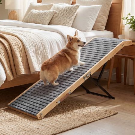 Veehoo Adjustable Wooden Dog Ramp with Steel Bracket image1