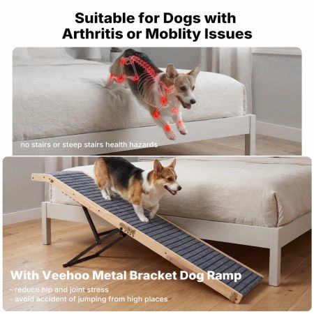 Veehoo Adjustable Wooden Dog Ramp with Steel Bracket Gray Sales image4