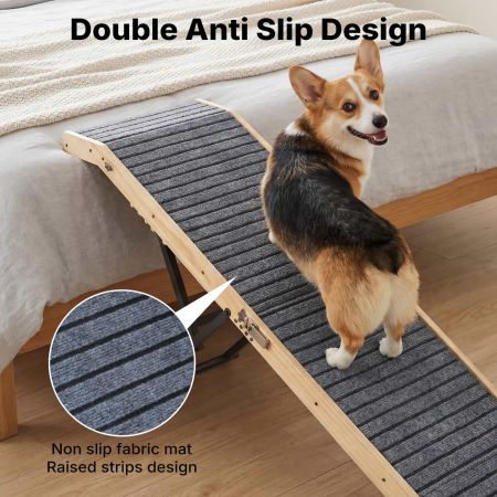 Veehoo Adjustable Wooden Dog Ramp with Steel Bracket Gray Sales image6