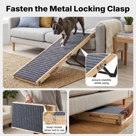 Veehoo Adjustable Wooden Dog Ramp with Steel Bracket Gray Sales image7