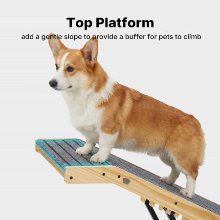 Veehoo Adjustable Wooden Dog Ramp with Steel Bracket Gray Sales image8