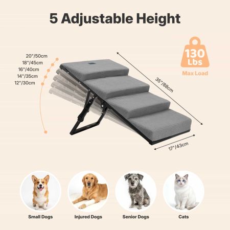 Veehoo Adjustable Pet Ramp for Senior Dogs Gray Steps & Ramps image4 Veehoo Adjustable Pet Ramp for Senior Dogs Gray Steps & Ramps image4