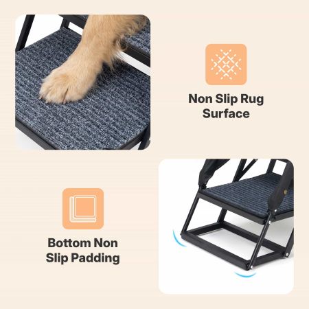 Veehoo Foldable Dog Stairs for Truck and SUV with Side Rails Black Steps & Ramps image6 Veehoo Foldable Dog Stairs for Truck and SUV with Side Rails Black Steps & Ramps image6
