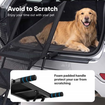 Veehoo Foldable Dog Stairs for Truck and SUV with Side Rails Black Steps & Ramps image9 Veehoo Foldable Dog Stairs for Truck and SUV with Side Rails Black Steps & Ramps image9