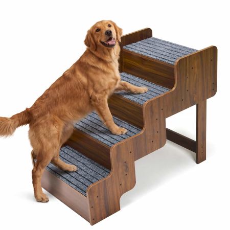 Veehoo Wooden Dog Stairs for High Beds Brown Steps & Ramps image1 Veehoo Wooden Dog Stairs for High Beds Brown Steps & Ramps image1