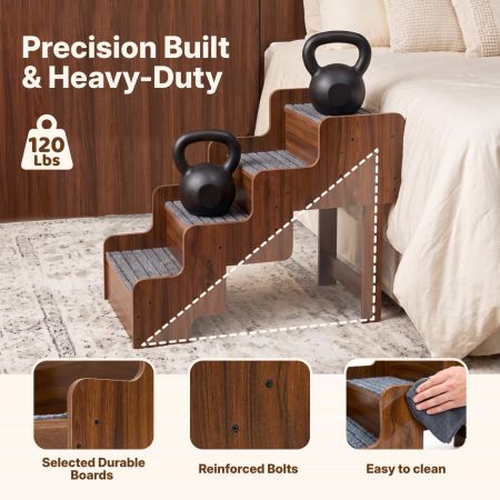 Veehoo Wooden Dog Stairs for High Beds Brown Steps & Ramps image4 Veehoo Wooden Dog Stairs for High Beds Brown Steps & Ramps image4