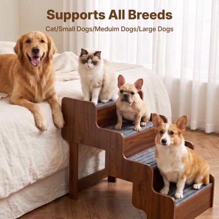 Veehoo Wooden Dog Stairs for High Beds Brown Steps & Ramps image7 Veehoo Wooden Dog Stairs for High Beds Brown Steps & Ramps image7