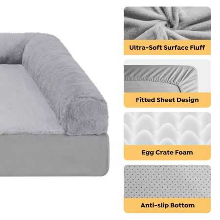 Veehoo Comfy Couch Orthopedic Bolster Dog Sofa Bed Gray Sales image3 Veehoo Comfy Couch Orthopedic Bolster Dog Sofa Bed Gray Sales image3