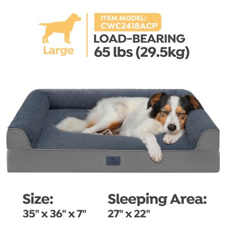 Veehoo Full Support Orthopedic Sofa Dog Bed Gray Beds & Condos image2 Veehoo Full Support Orthopedic Sofa Dog Bed Gray Beds & Condos image2