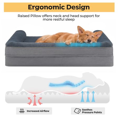 Veehoo Full Support Orthopedic Sofa Dog Bed Gray Beds & Condos image3 Veehoo Full Support Orthopedic Sofa Dog Bed Gray Beds & Condos image3