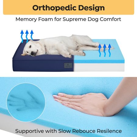 Veehoo Orthopedic Dog Pillow Bed with Memory Foam Blue Sales image3
