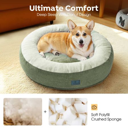 Veehoo Calming Donut Cat Dog Bed Green Beds & Condos image4 Veehoo Calming Donut Cat Dog Bed Green Beds & Condos image4