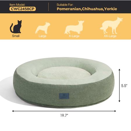 Veehoo Calming Donut Cat Dog Bed Green Beds & Condos image6 Veehoo Calming Donut Cat Dog Bed Green Beds & Condos image6