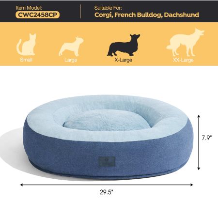 Veehoo Calming Donut Cat Dog Bed Blue Beds & Condos image2 Veehoo Calming Donut Cat Dog Bed Blue Beds & Condos image2