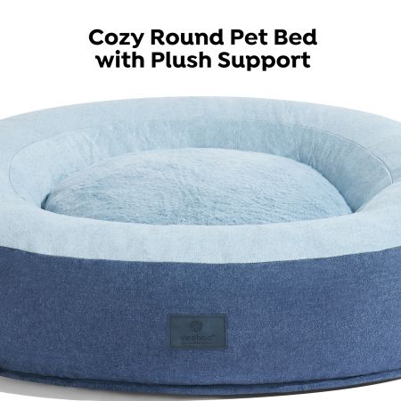 Veehoo Calming Donut Cat Dog Bed Blue Beds & Condos image3 Veehoo Calming Donut Cat Dog Bed Blue Beds & Condos image3