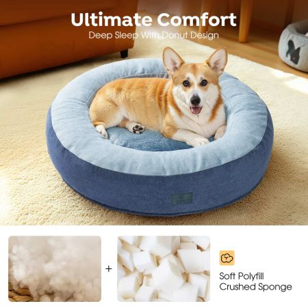 Veehoo Calming Donut Cat Dog Bed Blue Beds & Condos image5 Veehoo Calming Donut Cat Dog Bed Blue Beds & Condos image5