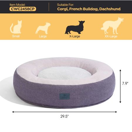 Veehoo Calming Donut Cat Dog Bed Purple Beds & Condos image2