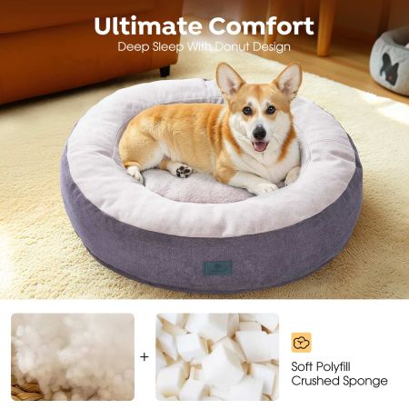 Veehoo Calming Donut Cat Dog Bed Purple Beds & Condos image5