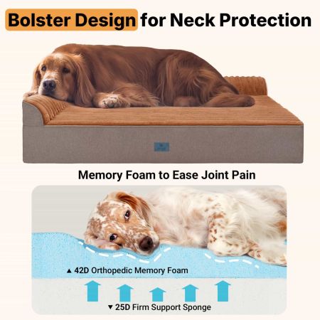Veehoo Orthopedic Memory Foam Dog Bed Brown Bolster & Sofa Beds image2 Veehoo Orthopedic Memory Foam Dog Bed Brown Bolster & Sofa Beds image2