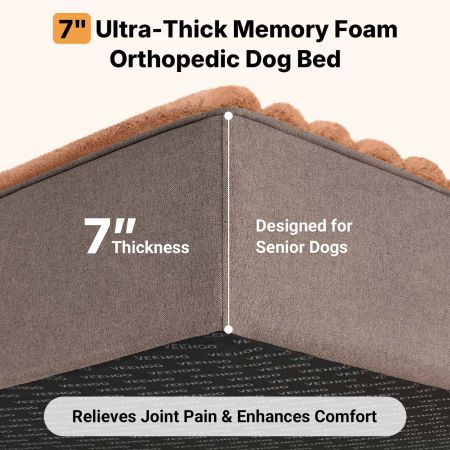 Veehoo Orthopedic Memory Foam Dog Bed Brown Bolster & Sofa Beds image3 Veehoo Orthopedic Memory Foam Dog Bed Brown Bolster & Sofa Beds image3