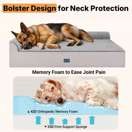 Veehoo L-Shaped Orthopedic Memory Foam Dog Bed Gray Sales image2 Veehoo L-Shaped Orthopedic Memory Foam Dog Bed Gray Sales image2