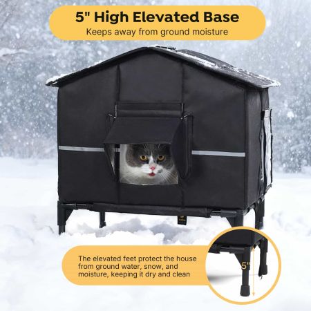 Veehoo Weatherproof Outdoor Cat House Black Beds & Condos image4 Veehoo Weatherproof Outdoor Cat House Black Beds & Condos image4
