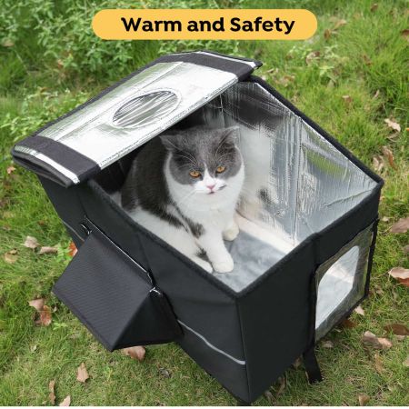 Veehoo Weatherproof Outdoor Cat House Black Beds & Condos image7 Veehoo Weatherproof Outdoor Cat House Black Beds & Condos image7