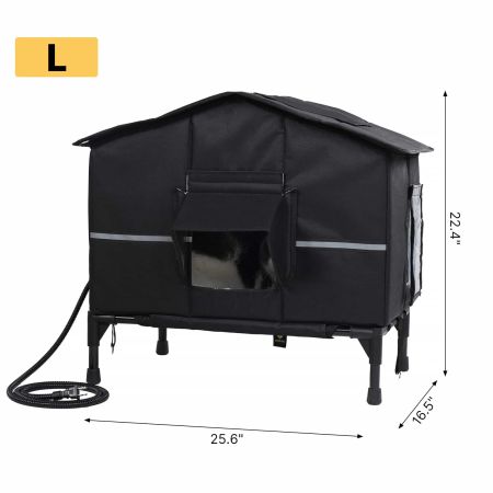 Veehoo Weatherproof Heated Outdoor Cat House Black Beds & Condos image1