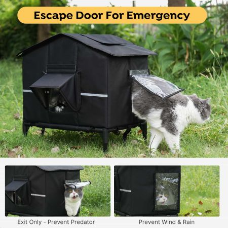 Veehoo Weatherproof Heated Outdoor Cat House Black Beds & Condos image5