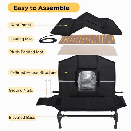 Veehoo Weatherproof Heated Outdoor Cat House Black Beds & Condos image8