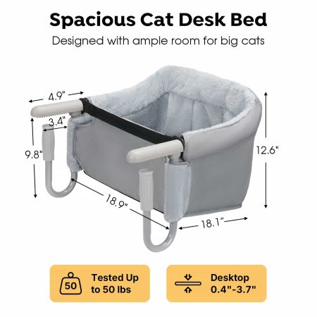 Veehoo Space-Saving Desk Cat Bed Gray Beds & Condos image2