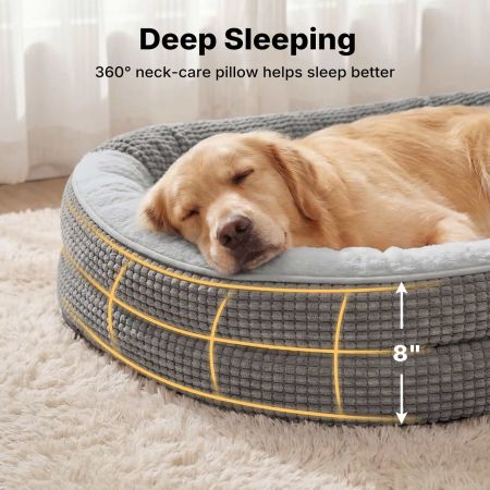 Veehoo 2-in-1 Covered Dog Cave Bed with Hooded Blanket Gray Cave Beds image4